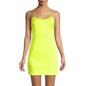 NWT Alice + Olivia Nelle Neon Dress Yellow Sleeveless Mini Size 2 *FLAW